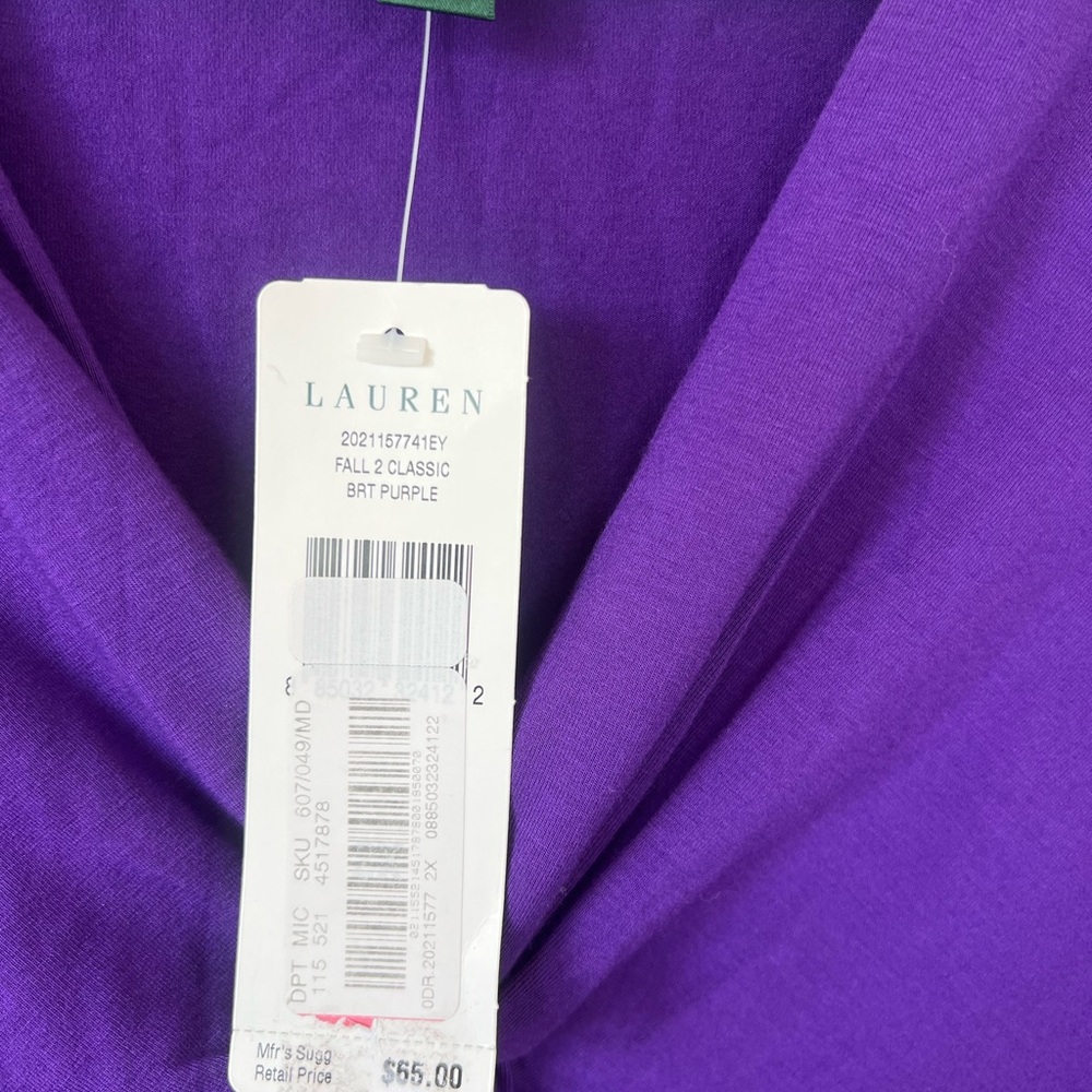 Lauren Ralph Lauren V-Neck Sleeveless Tank in Vibrant Purple - Picture 2 of 5